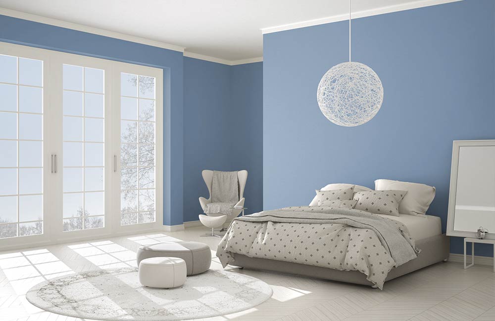 blau-lehmfarbe-schlafzimmer-dekoration-vintage-modern